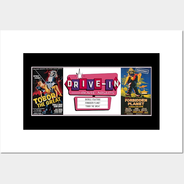 Drive-In Double Feature - Forbidden Planet & Tobor The Great Wall Art by Starbase79